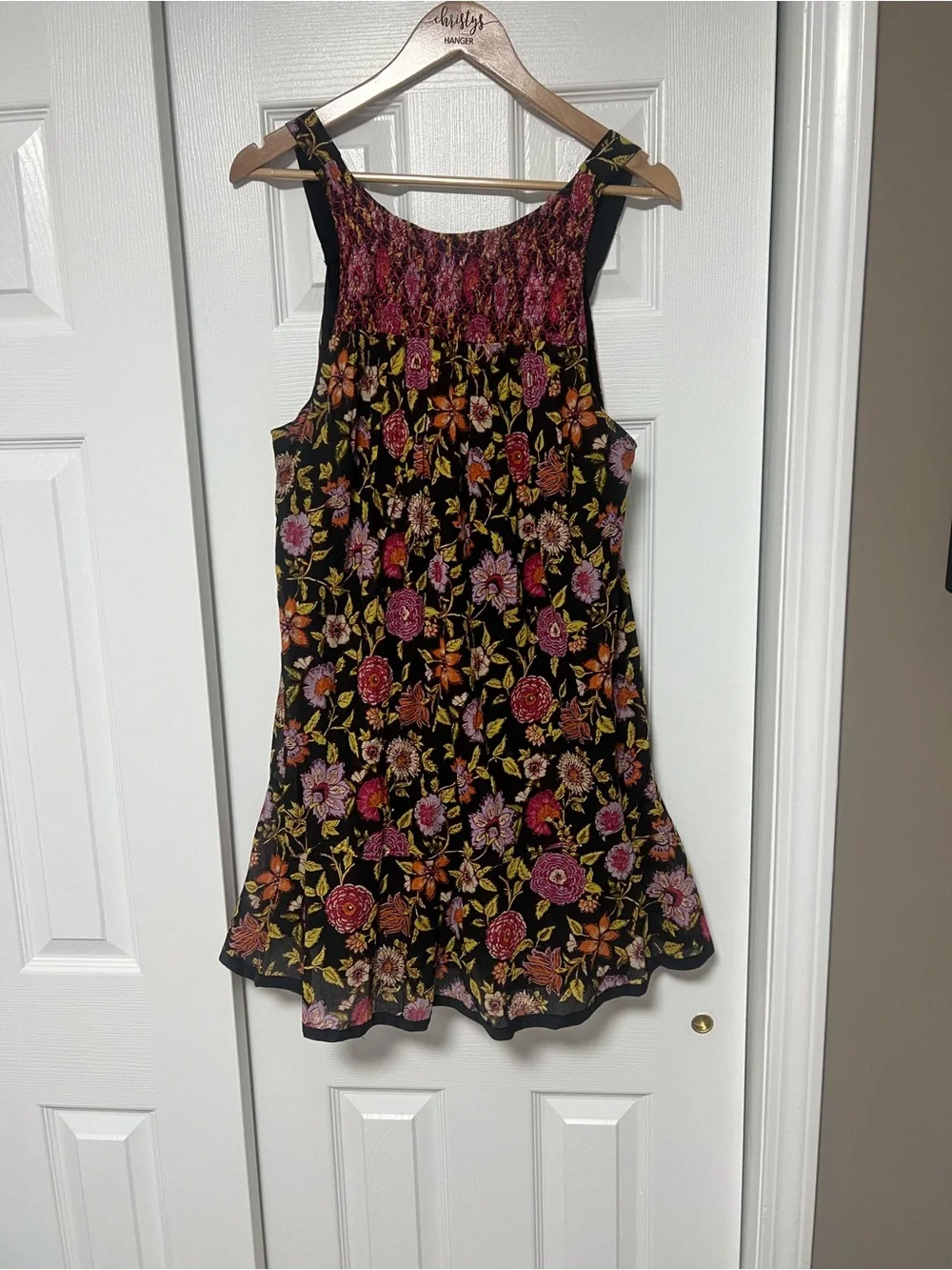 Free People Oh Baby Floral Mini Dress Black Multicolor Boho XS